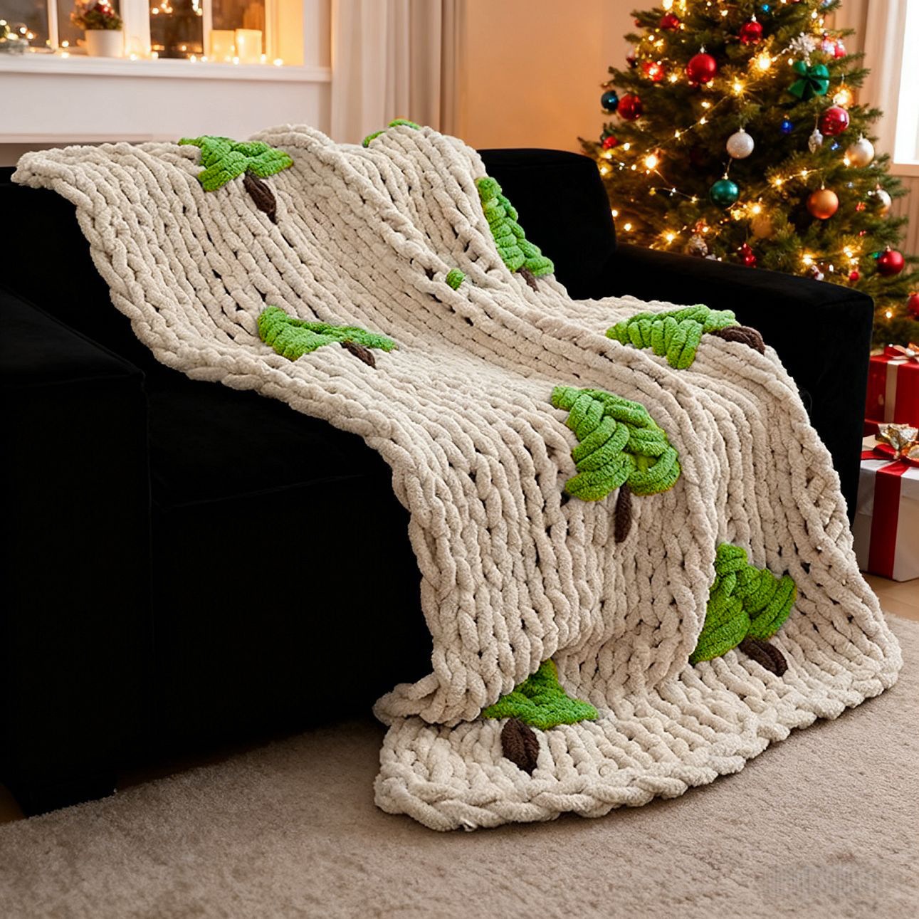 Throw Blanket Chunky Knit - Coperta Lavorata a Mano per Letto,