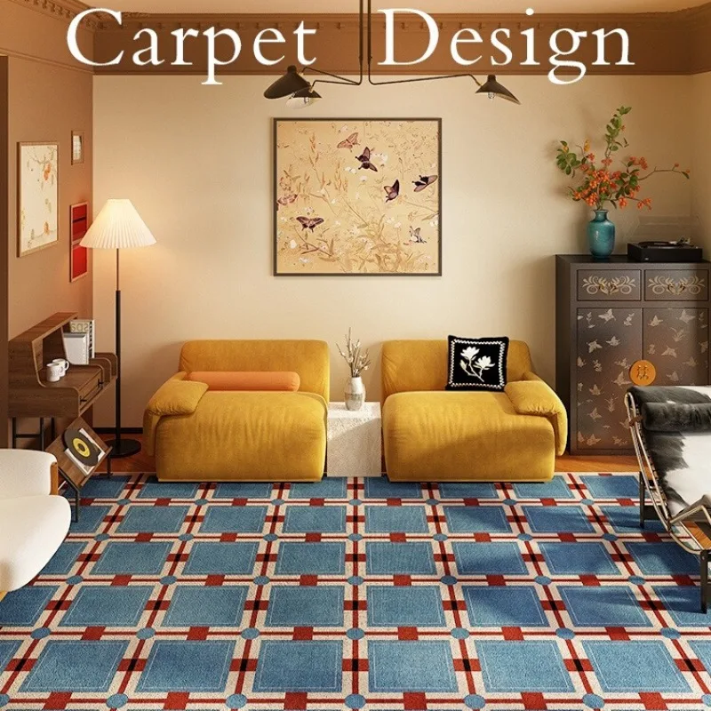 Home Lines Textiles - Tappeto Retrò a Quadri per Soggiorno,