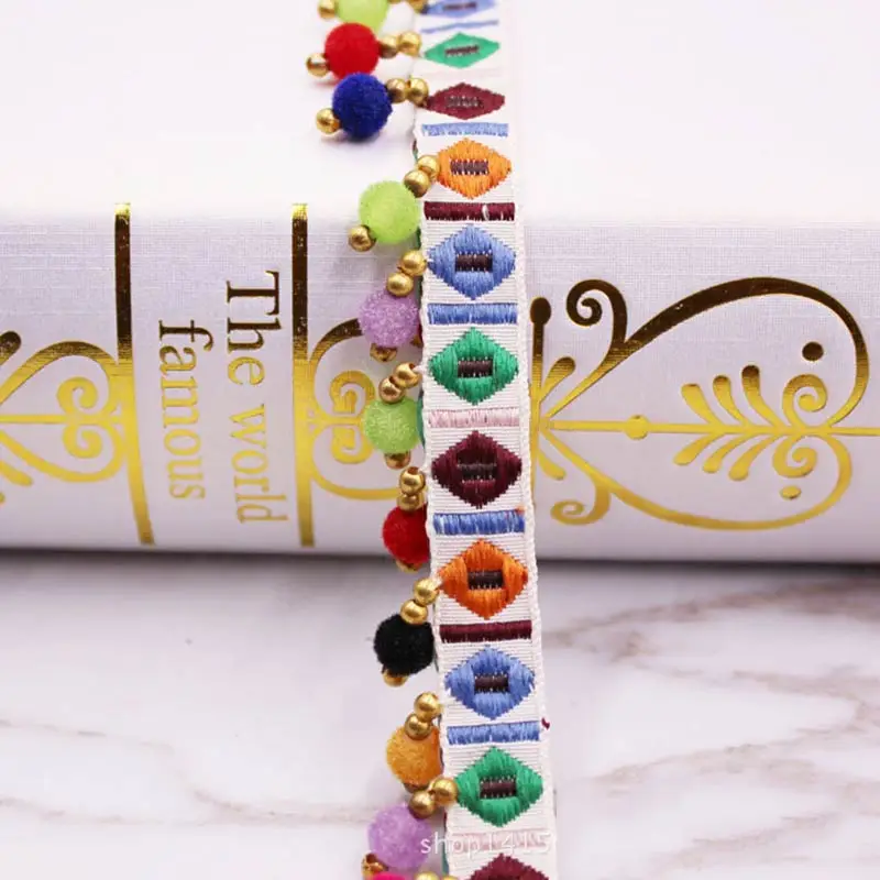 1 yards/lot Pompon Frangia tri - Home Ec Textiles recensione e prezzo