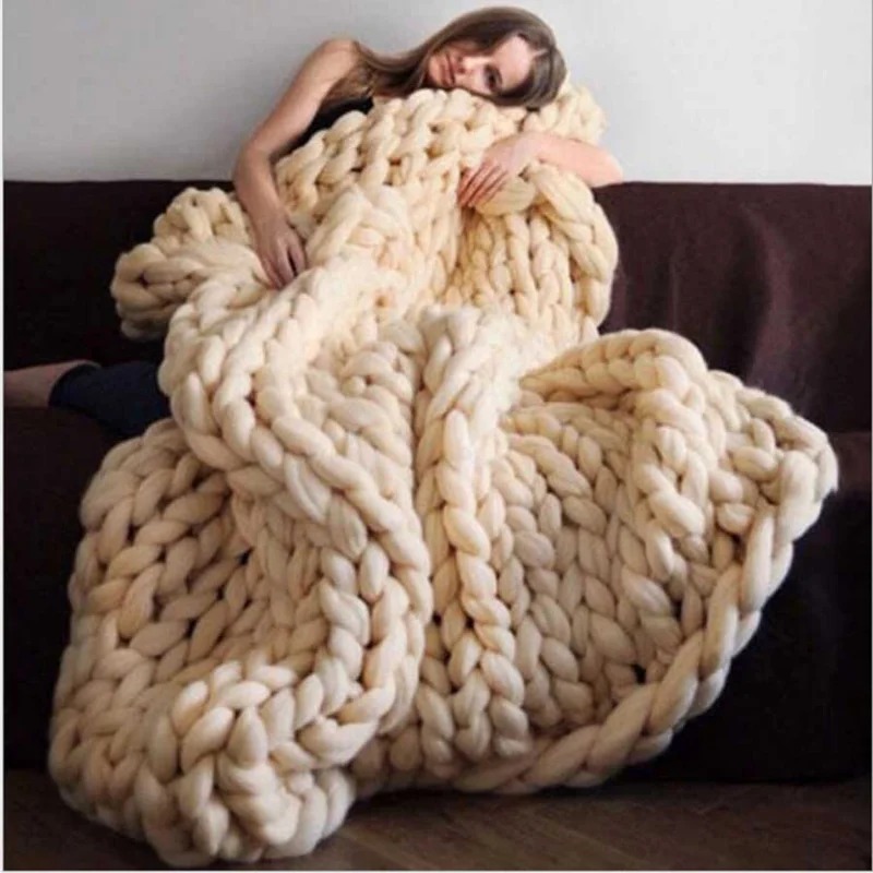 Coperta di lana spessa alla mo - Throw Blanket Chunky Knit recensione e prezzo