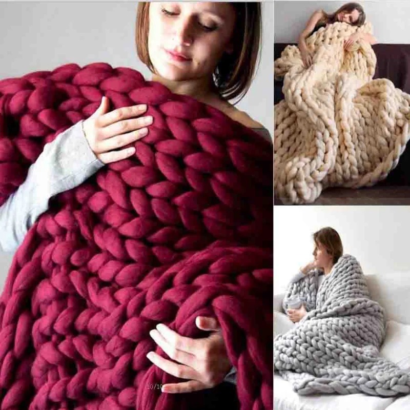 Coperta di lana spessa alla mo - Throw Blanket Chunky Knit recensione e prezzo