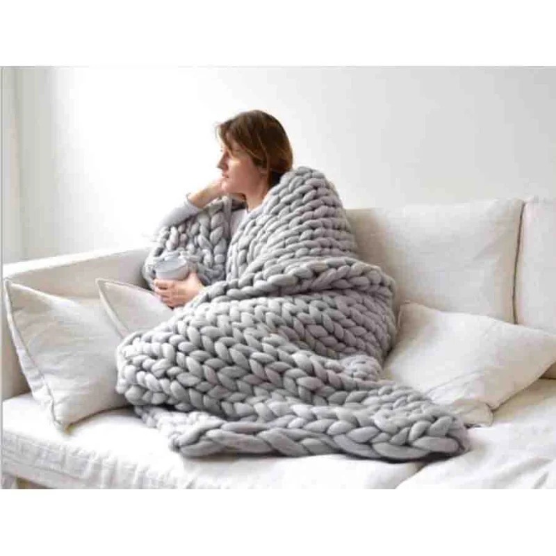 Coperta di lana spessa alla mo - Throw Blanket Chunky Knit recensione e prezzo
